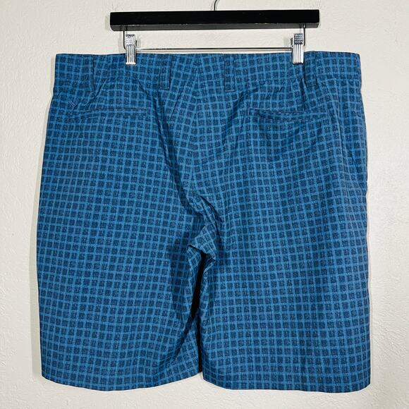 Callaway Checker Print Golf Shorts Athletic Long Blue Button Zip - 38 - Picture 3 of 4